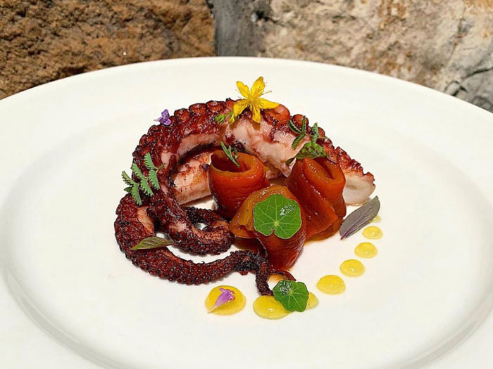 Polpo con guarnizioni colorate - La Taverna della Rocca, Tivoli