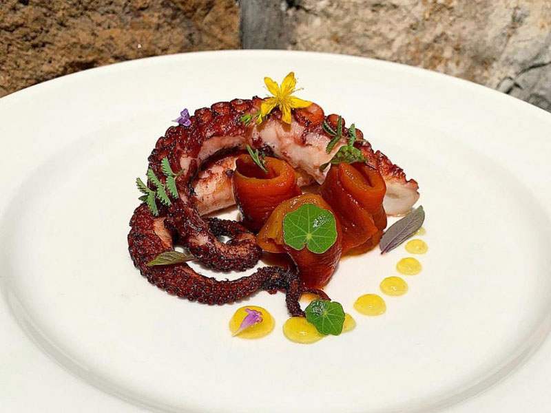 Polpo con guarnizioni colorate - La Taverna della Rocca, Tivoli